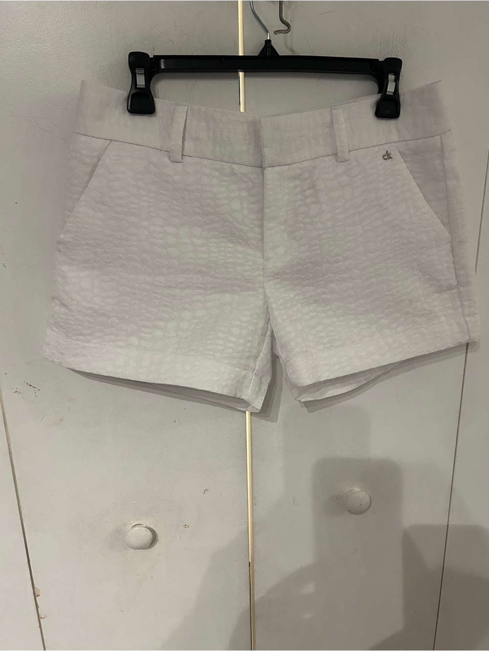 Calvin Klein White Textured High-Rise Women's Shorts